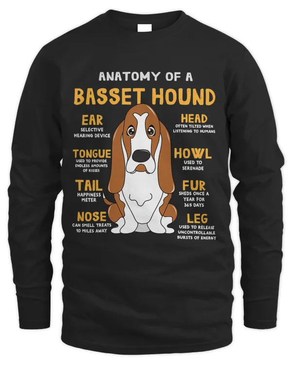 Basset Hound Anatomy Funny Dog Mom Dad Cute Gift T-Shirt