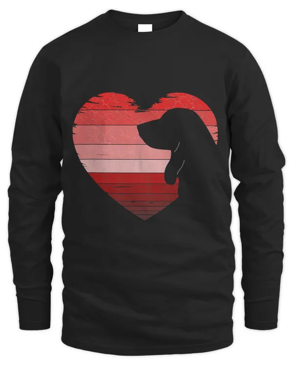 Basset Hound Heart Silhouette Valentine's Day Gift Dog Lover T-Shirt