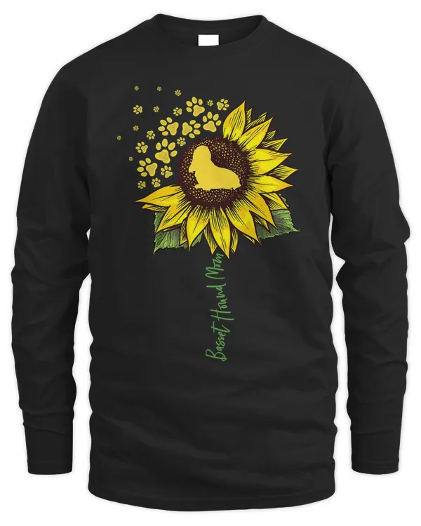 Basset Hound Mom Sunflower Basset Hound Gifts Dog Mom Mama T-Shirt