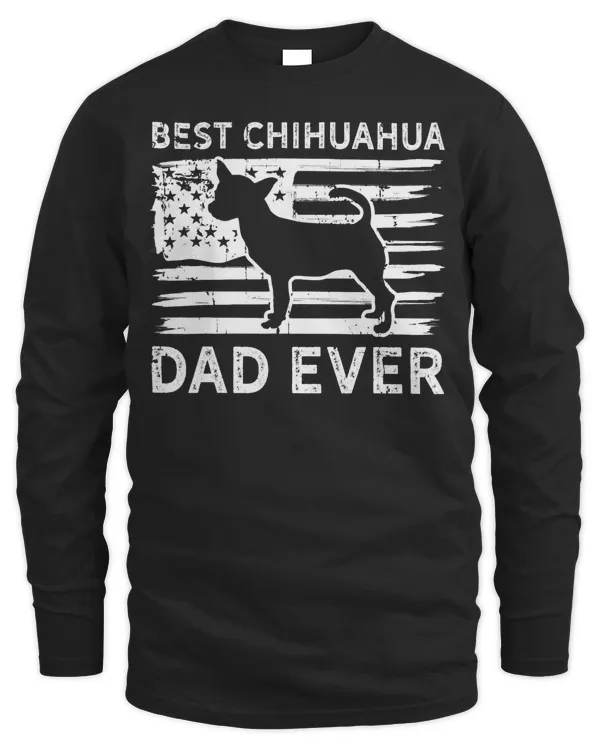 Amerrican Flag Chihuahua Dad Gift Chiwawa 70s Pet Owner Gift T-Shirt