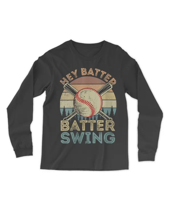 Womens Baseball Sports Vintage Hey Batter Batter Swing Baseball V-Neck T-Shirt