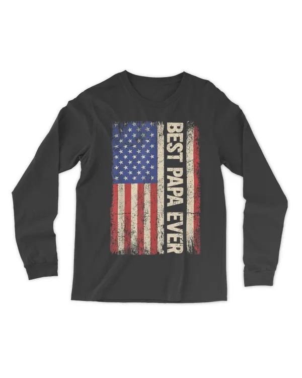 Best Papa Ever US American Flag Gifts For Father's Day Men T-Shirt