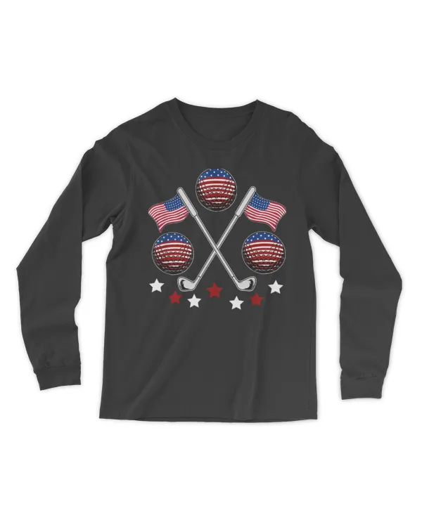 Golfer American Flag Golf Ball Player Patriot Fourth Of July T-Shirt