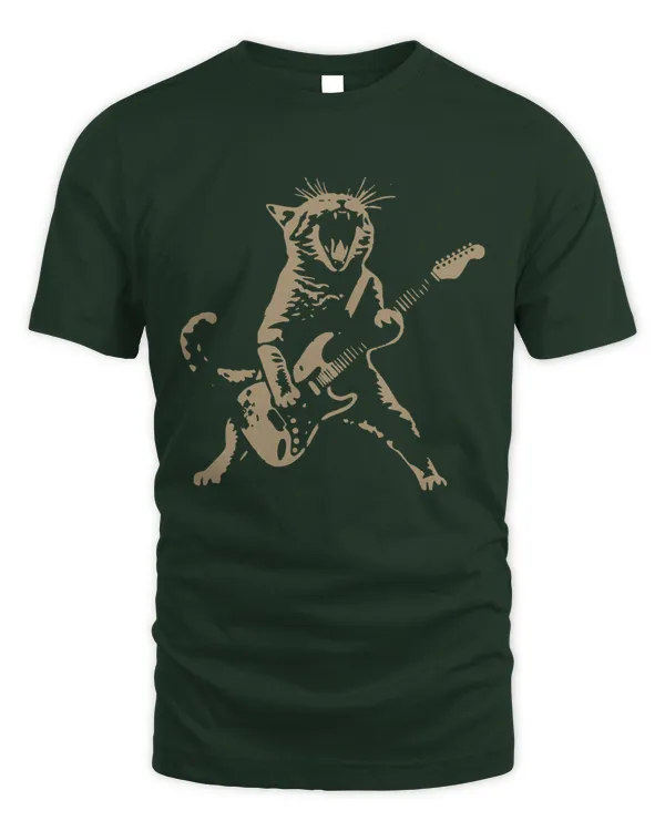 Rock Cat Playing Guitar T Shirt