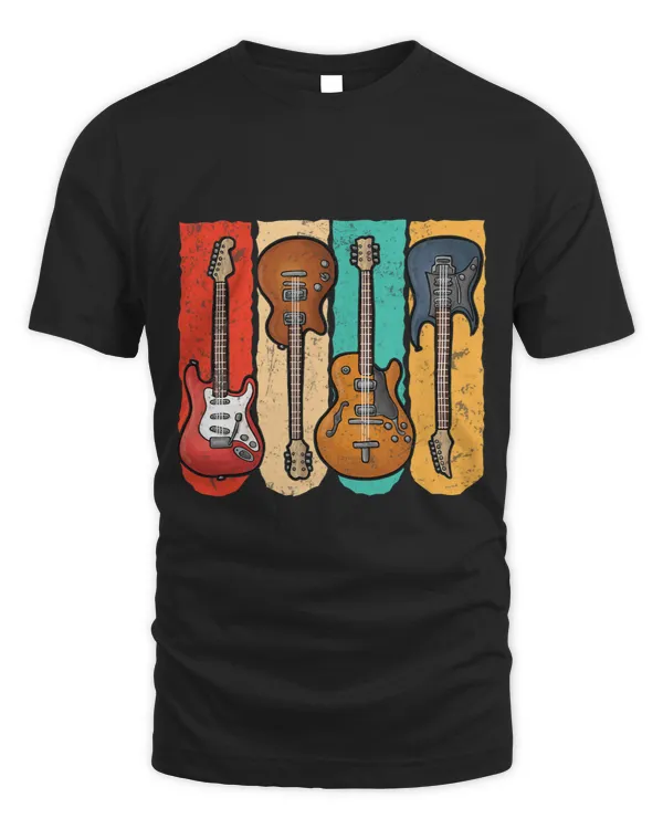 Retro Vintage Guitar Shirt For Men Boys Music Band Guitarist