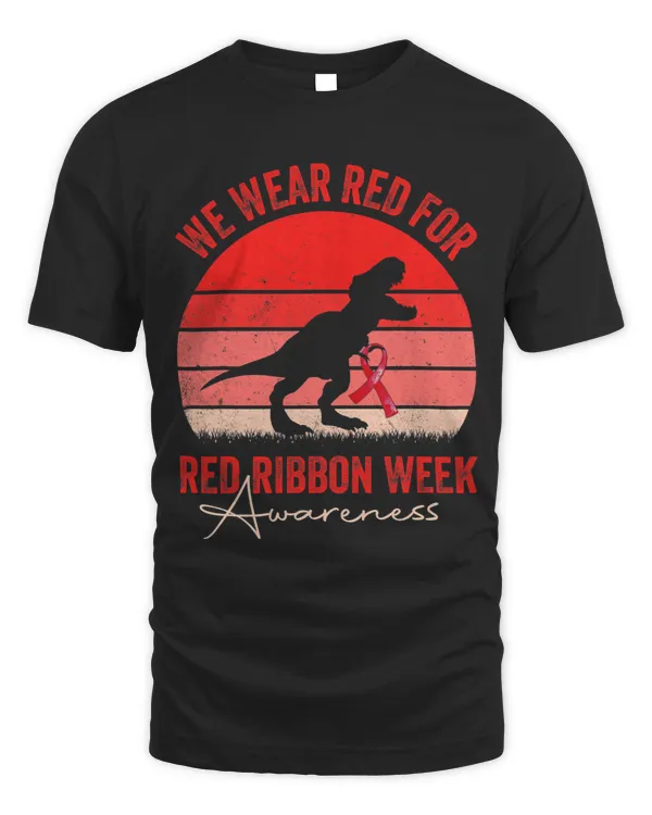 Red Ribbon Week Awareness Dinosaur TRex For Boys Gilrs Kids