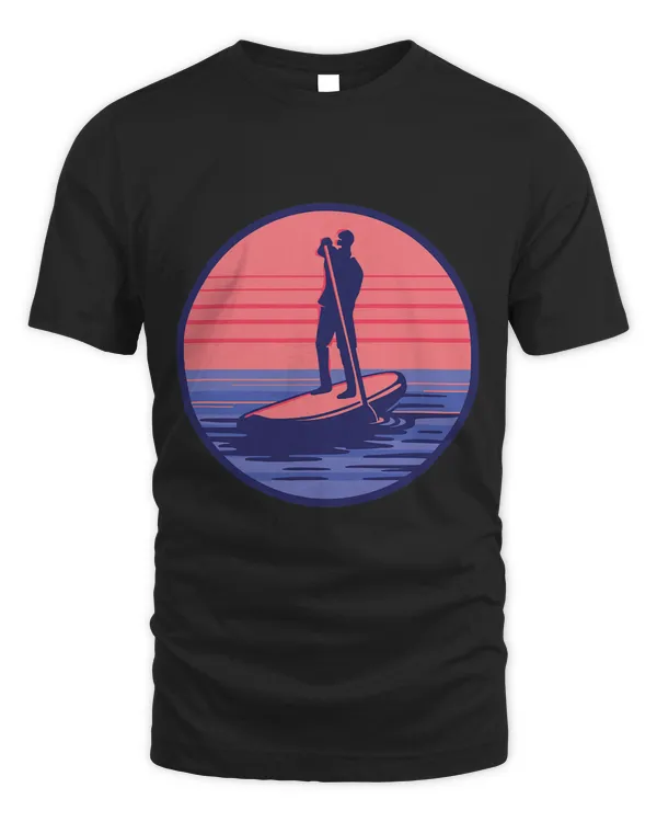 Stand Up Paddleboarding Paddle Sport Retro Sunset