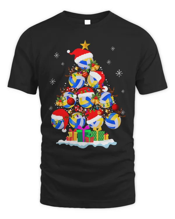 Volleyball Christmas Tree Volleyball Ball Santa Hat Funny Xmas Pajamas 164