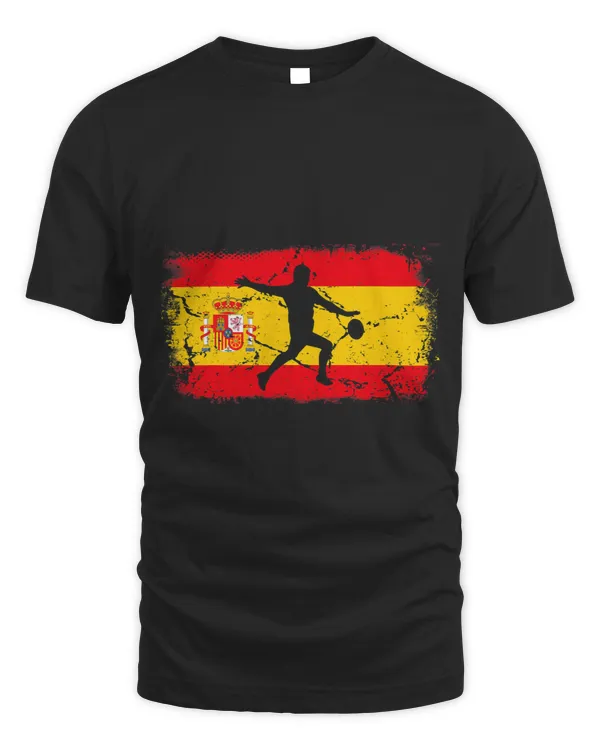 Spanish Rugby Football Player Ball On Distressed Spain Flag