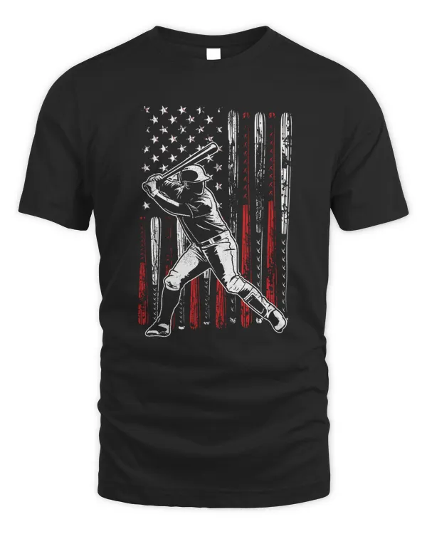 Baseball Player Gift American Flag