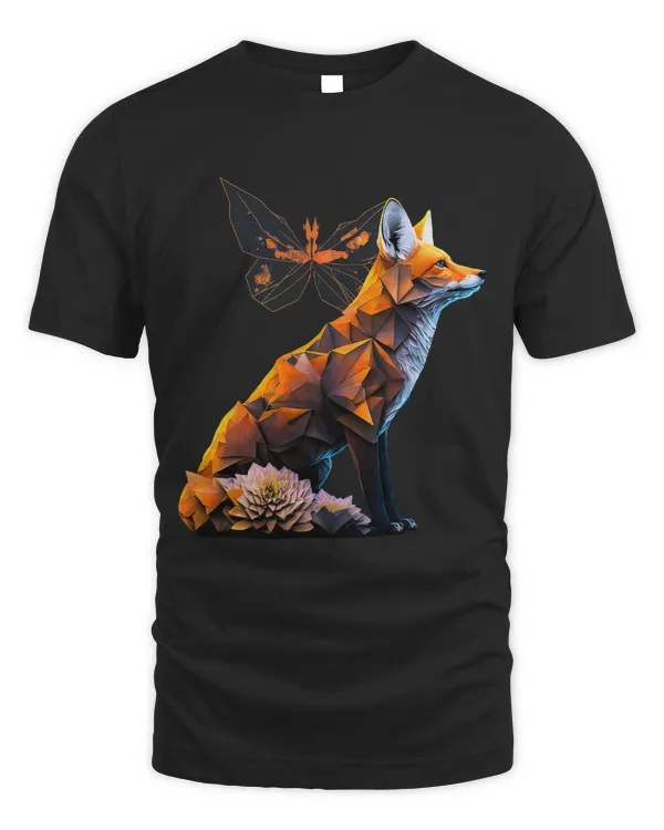 Fox Animal Print Art Animal Lover Butterfly