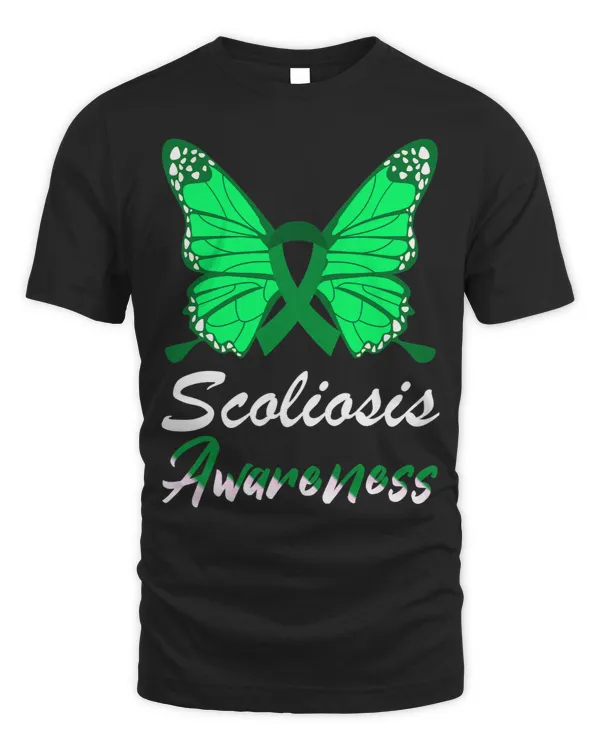 Scoliosis Awareness Butterflies Green Ribbon Support