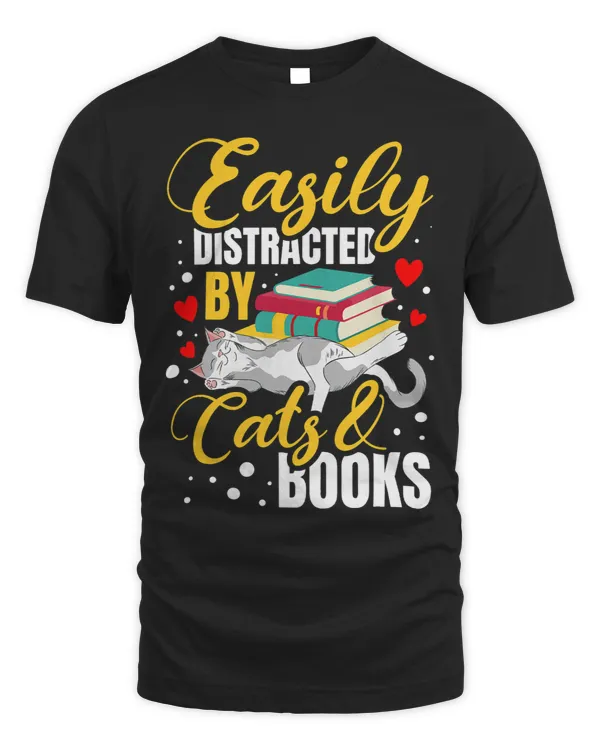 Reading Book Easily Distracted By Cats And Books Bookworm Kitten Reader