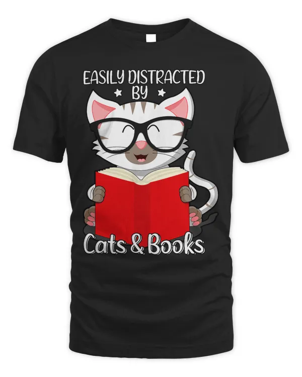 Reading Book Easily Distracted By Cats And Books Cat Owner Book Lover1 68 Reader