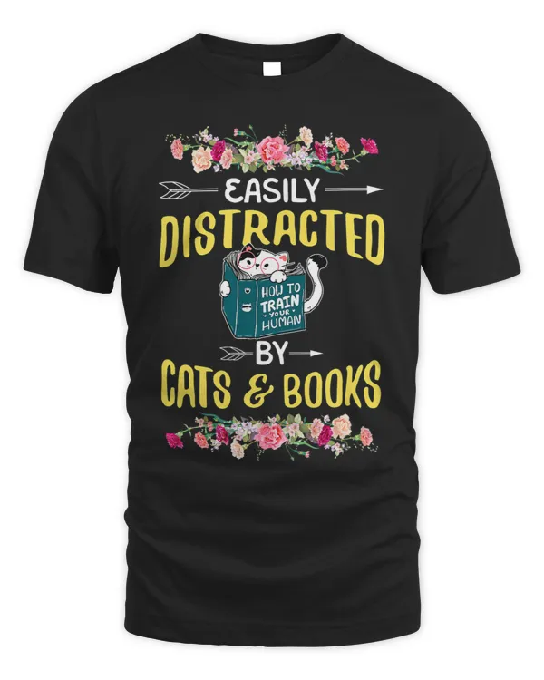 Reading Book Easily Distracted by Cats and Books Cute Cat Book Lovers Reader