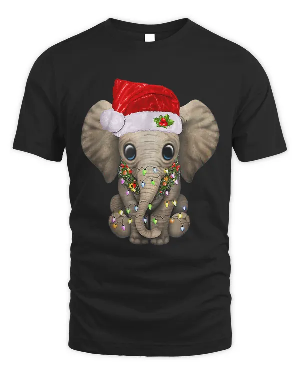Cute Elephant Christmas Light Xmas Funny Elephant Lover