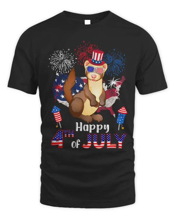 Ferret Proud American Flag Fireworks Lover Happy 4th of July