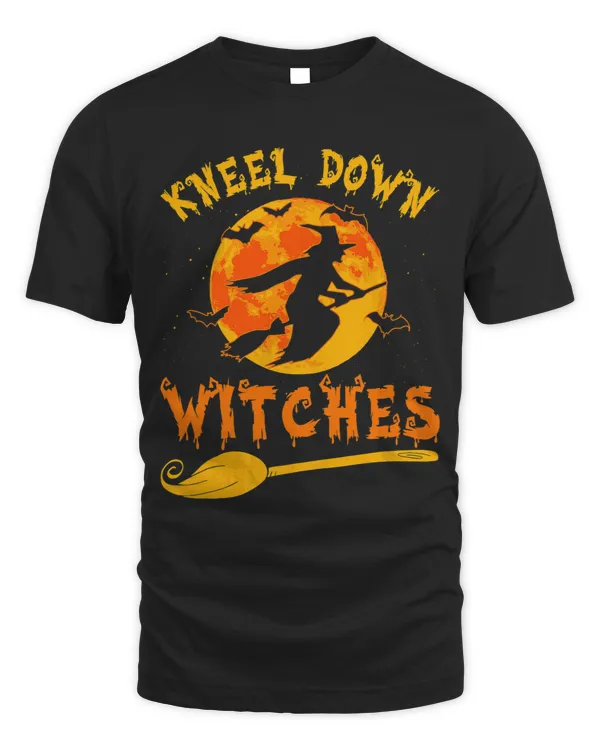 Kneel Down Witches Halloween Witch Broom Moon
