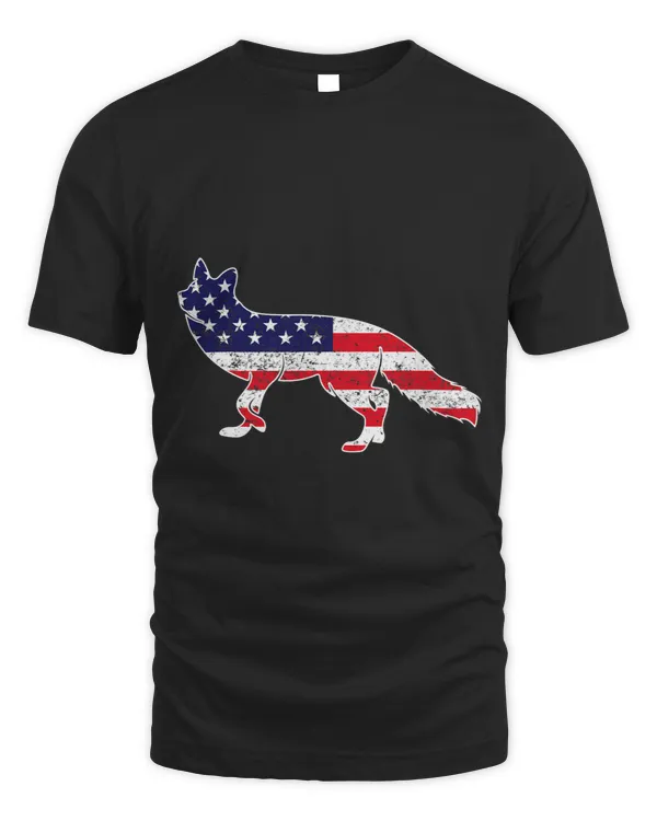 4th Of July Coyote Graphic Patriotic USA American Flag