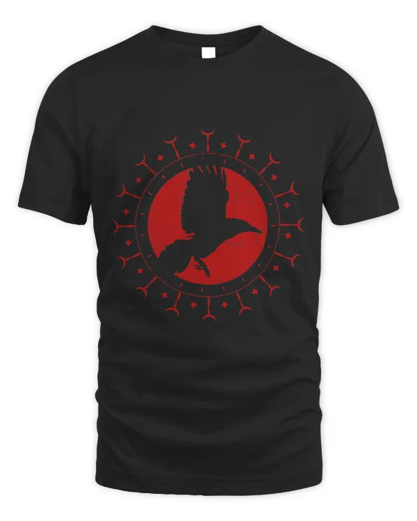 Aestethic black crow for a witch Design red moon raven22