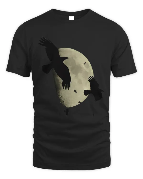 Crows Silhouetted Against A Large Moon Vector Art