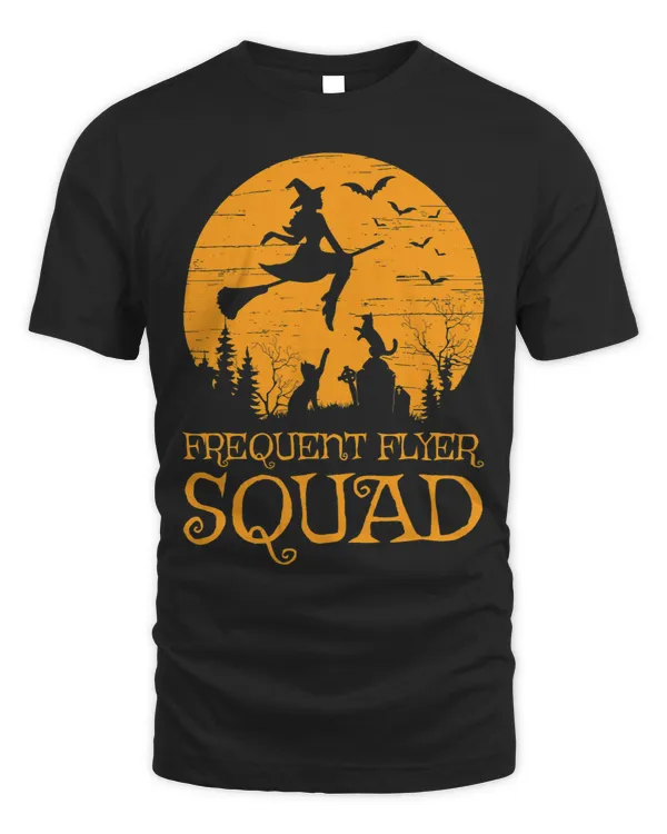 Frequent Flyer Squad Witch Her Broom Cats Creepy Moon