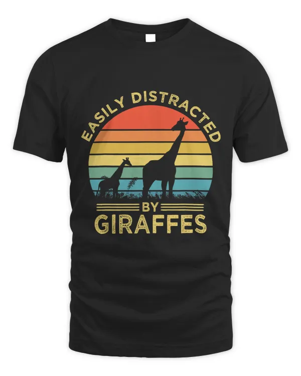 Easily Distracted By Giraffes Funny Vintage Giraffe Lover