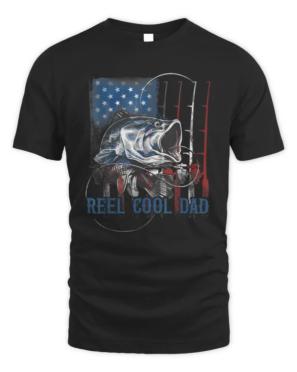 Mens REEL COOL DAD Fishing Father's Day Gift 4th of July Dad Joke