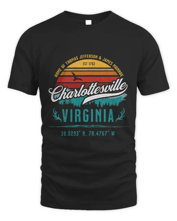Charlottesville Virginia Retro Sun Mountains Travel Souvenir