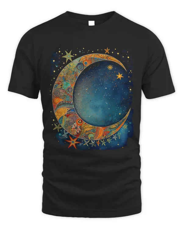 Crescent Moon with Stars abstract Bohemian Style Women Girls