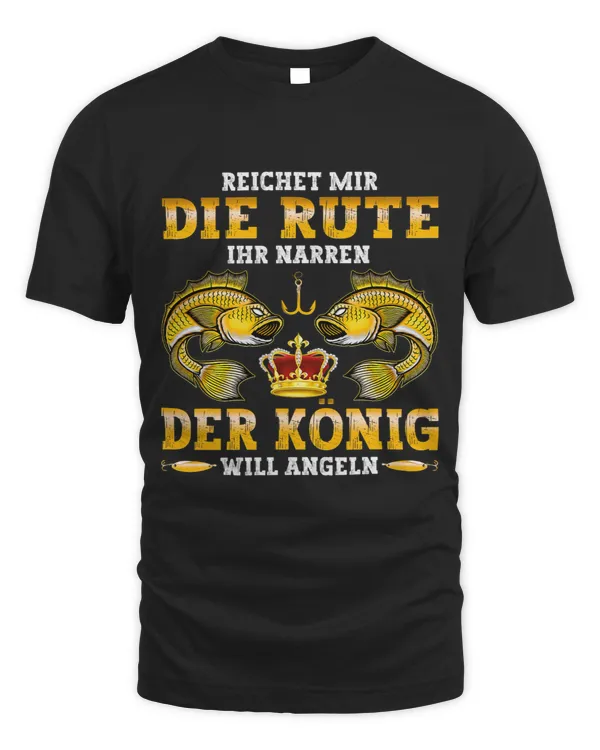 Mens Angler Der König will Fishing Shirt Pike Carp Fun