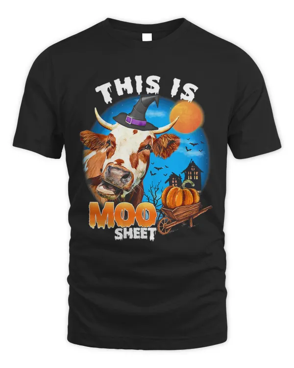 This Is Moo Sheet Cute Witch Cow Pumpkin Tree Moon