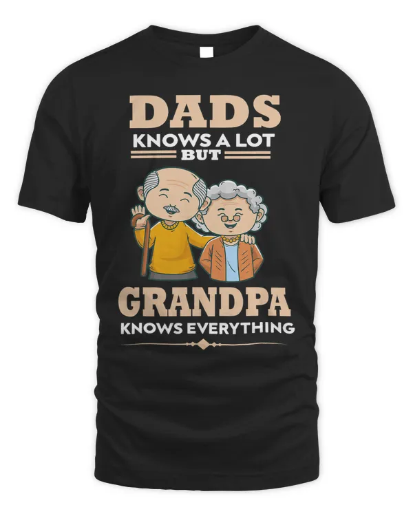 Mens Funny Grandpa Dad Knows A Lot But Grandpa Knows Everything