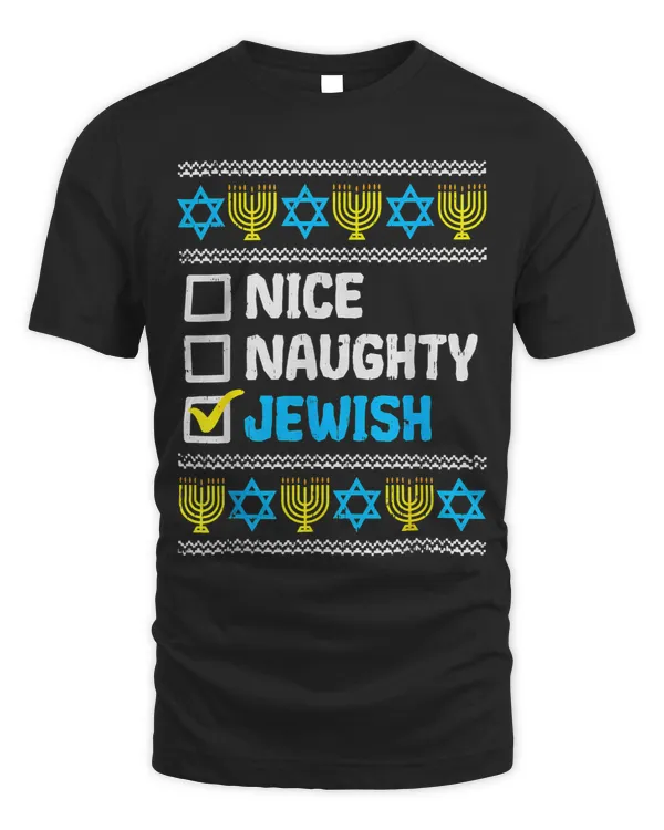 Nice Naughty Jewish Ugly Hanukkah Sweater Chanukah Jew Gift