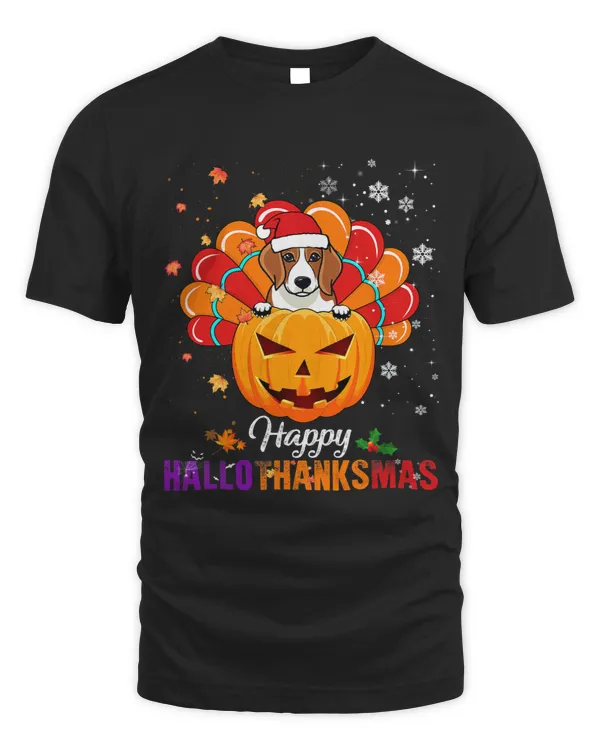 Happy HalloThanksMas Fall Pumpkin Beagle Santa Turkey