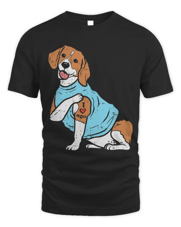 Womens Beagle I Love Mom Cute Animal Pet Hound Hunt Dog Women Gift