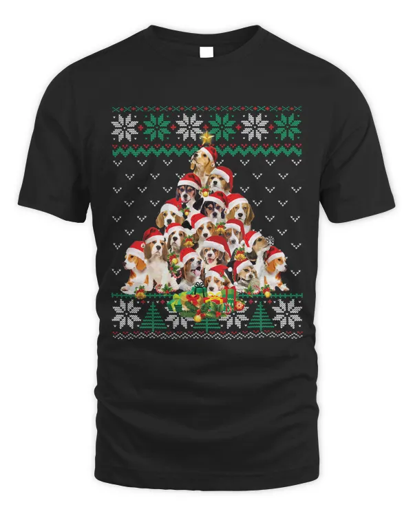 Funny Beagle Christmas Tree Santa Ugly Sweater Dog Lover