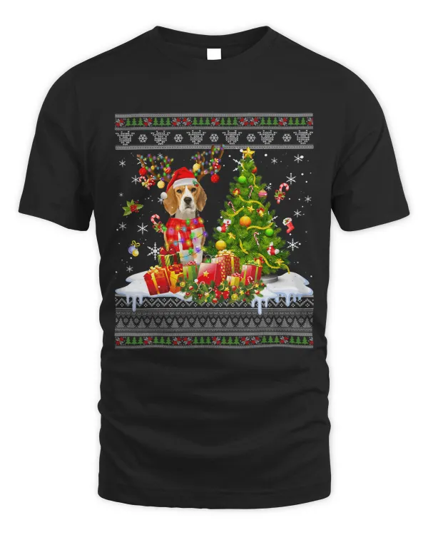 Funny Christmas Lights Beagle Dog Funny Xmas Ugly Sweater