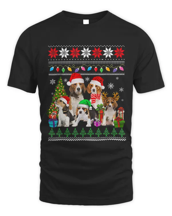 Funny Santa Beagle Christmas Tree Lights Ugly Puppies Beagle 183