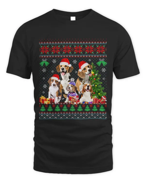 Funny Santa Beagle Christmas Tree Lights Ugly Puppies Beagle