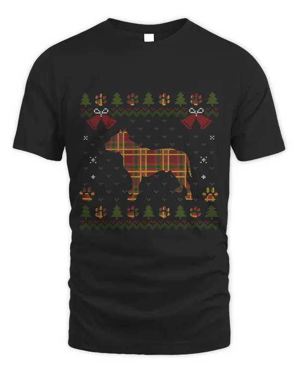Pitbull Red Plaid Dog Ugly Christmas Sweater Pittie Dogs