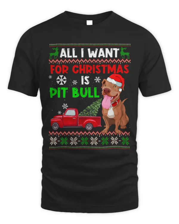 Pitbull Santa Hat Ugly Christmas Sweater Matching Family