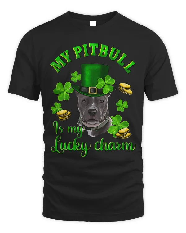 St Patricks Day My Pitbull Is My Lucky Charm Shamrock Irish