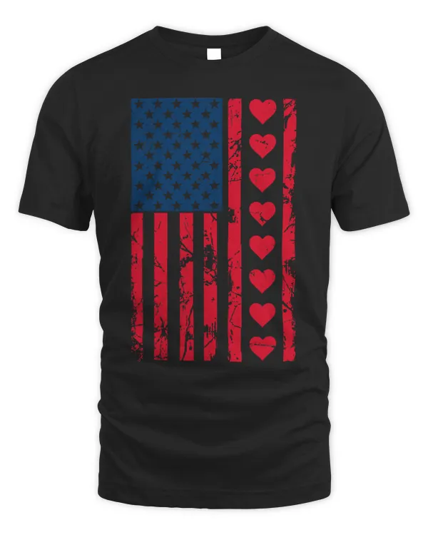 Retro USA Flag Hearts Matching Couple Valentine Women Men