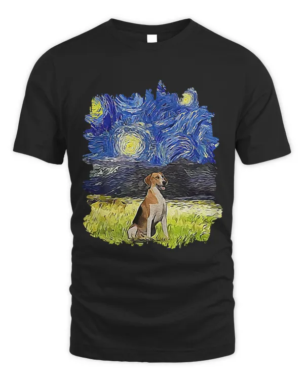 Starry Night Impressionist Dog Art English Foxhound