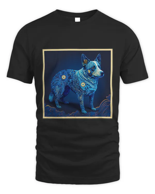 Surrealism Japanese Painting Blue Heeler dog