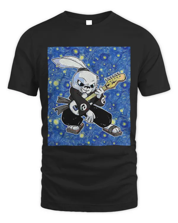 Starry Night Bunny Guitarist Rabbit Samurai