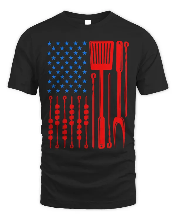 Barbecue Son Dad Husband Fathers Day Funny American Flag