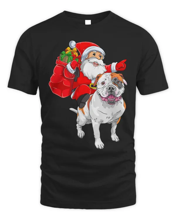 Matching Family Funny Santa Ride American Bulldog Christmas