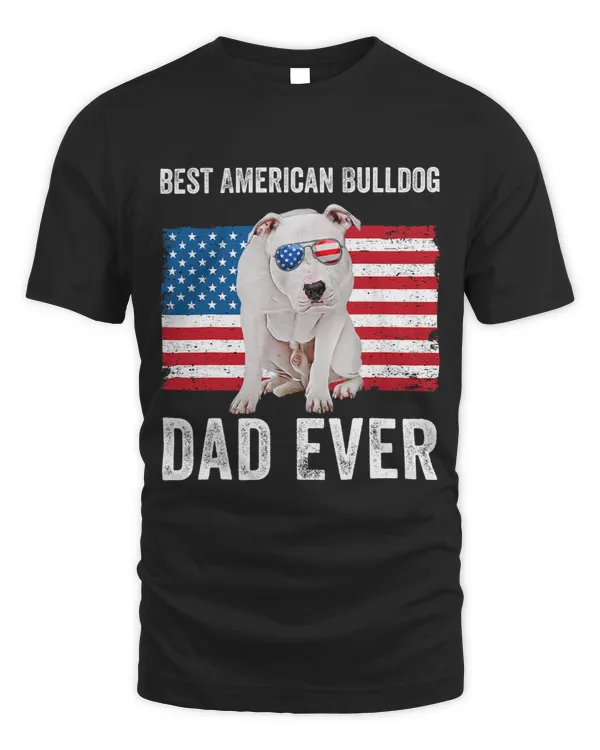 Mens American Bulldog Dad American Flag Dog Lover Owner Funny